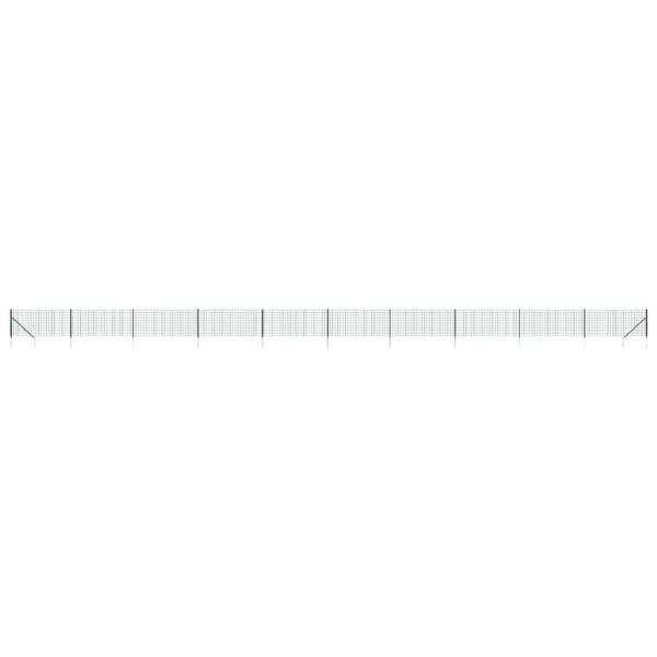 vidaXL Chain Link Fence with Ground Spikes Green 1.1x25 m