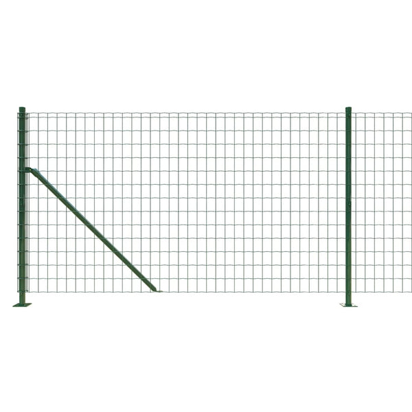 vidaXL Chain Link Fence with Ground Flange Green 1x25 m