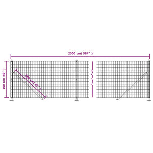 vidaXL Chain Link Fence with Ground Flange Green 1x25 m