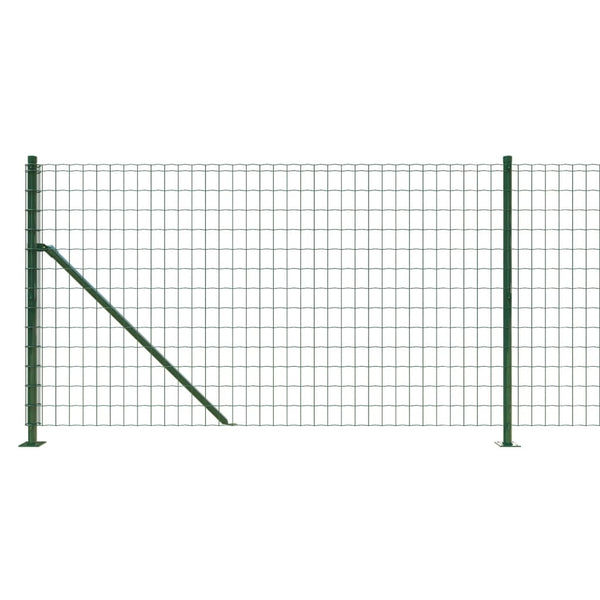 vidaXL Chain Link Fence with Ground Flange Green 1.1x25 m