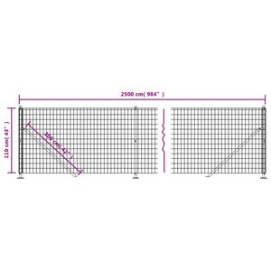 vidaXL Chain Link Fence with Ground Flange Green 1.1x25 m