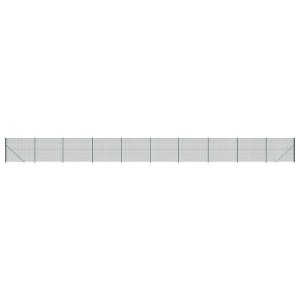 vidaXL Chain Link Fence with Ground Flange Green 1.4x25 m