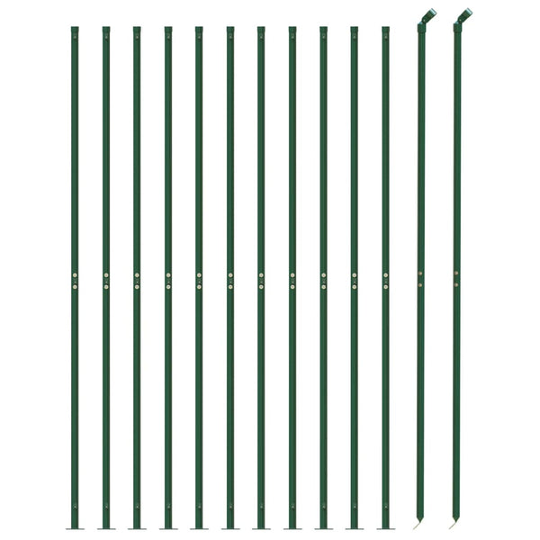 vidaXL Chain Link Fence with Ground Flange Green 1.4x25 m