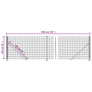 vidaXL Chain Link Fence with Ground Flange Green 1x10 m
