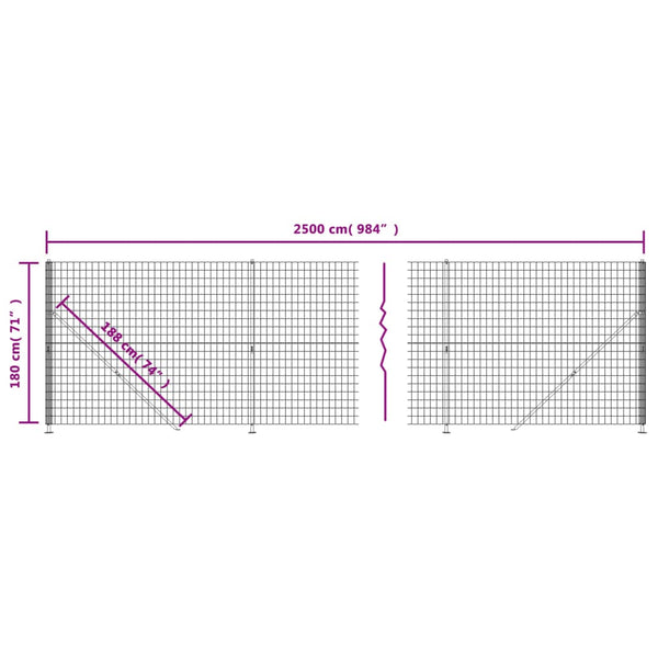 vidaXL Chain Link Fence with Ground Flange Green 1.8x25 m