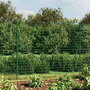vidaXL Chain Link Fence with Ground Flange Green 2x25 m