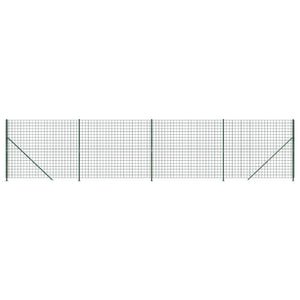 vidaXL Chain Link Fence with Ground Flange Green 1.6x10 m