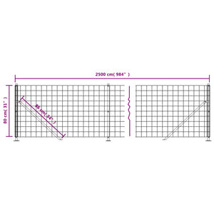 vidaXL Chain Link Fence with Ground Flange Green 0.8x25 m