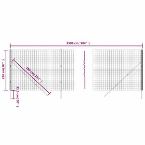 vidaXL Chain Link Fence Anthracite 2.2x25 m Galvanized Steel