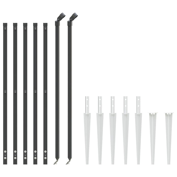 vidaXL Chain Link Fence with Ground Sockets Anthracite 0.8x10 m