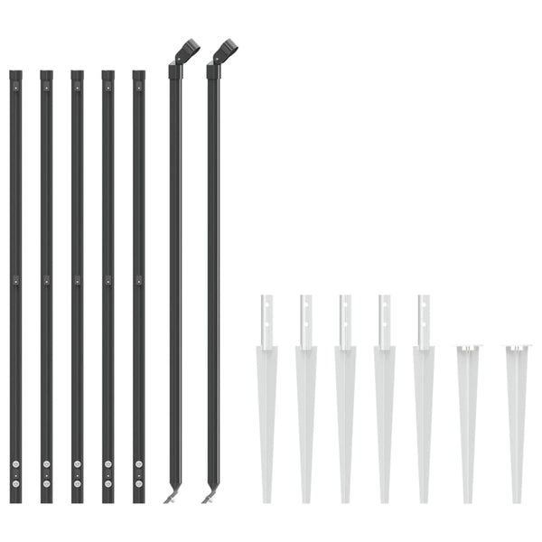 vidaXL Chain Link Fence with Ground Sockets Anthracite 1.1x10 m