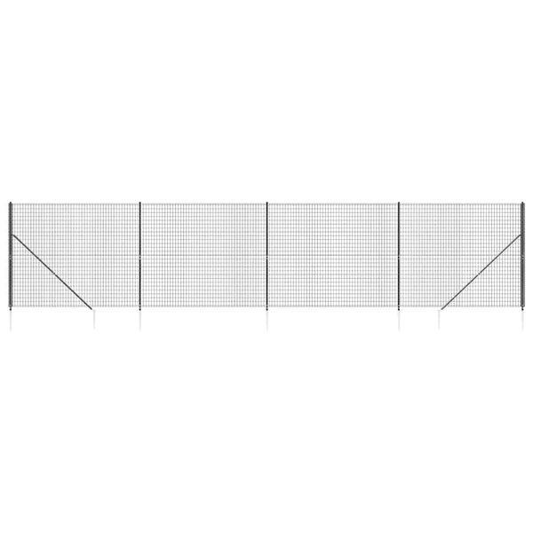 vidaXL Chain Link Fence with Ground Spikes Anthracite 1.4x10 m