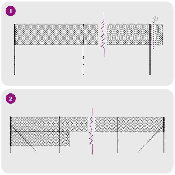 vidaXL Chain Link Fence with Ground Spikes Anthracite 1.4x10 m