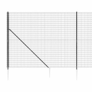 vidaXL Chain Link Fence with Ground Spikes Anthracite 1.4x10 m