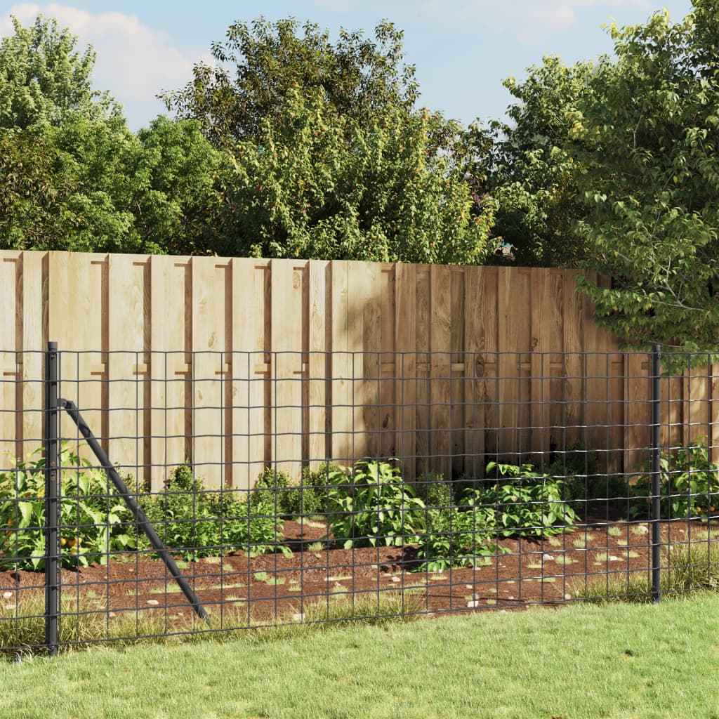 vidaXL Chain Link Fence with Ground Sockets Anthracite 0.8x25 m