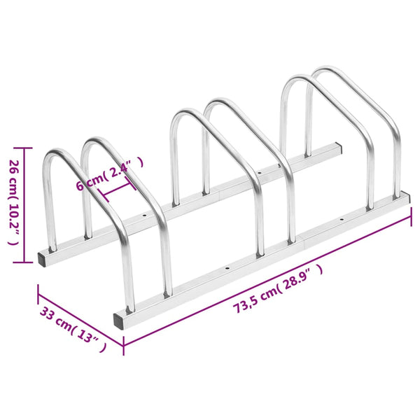 vidaXL Bike Stand for 3 Bicycles Galvanized Steel