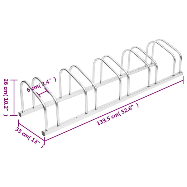 vidaXL 5-Bike Rack Galvanized Steel