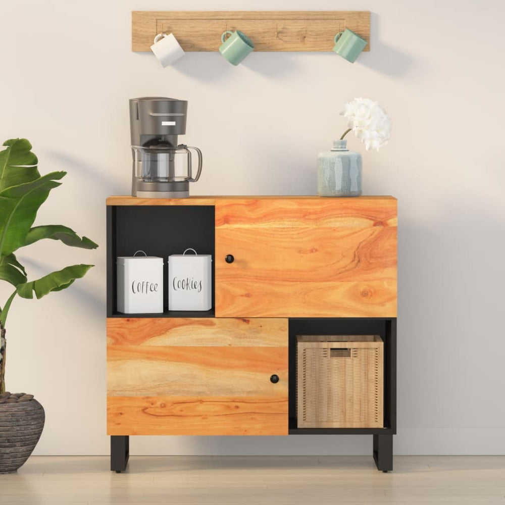 vidaXL Sideboard with 2 Doors 80x33x75 cm Solid Acacia Wood