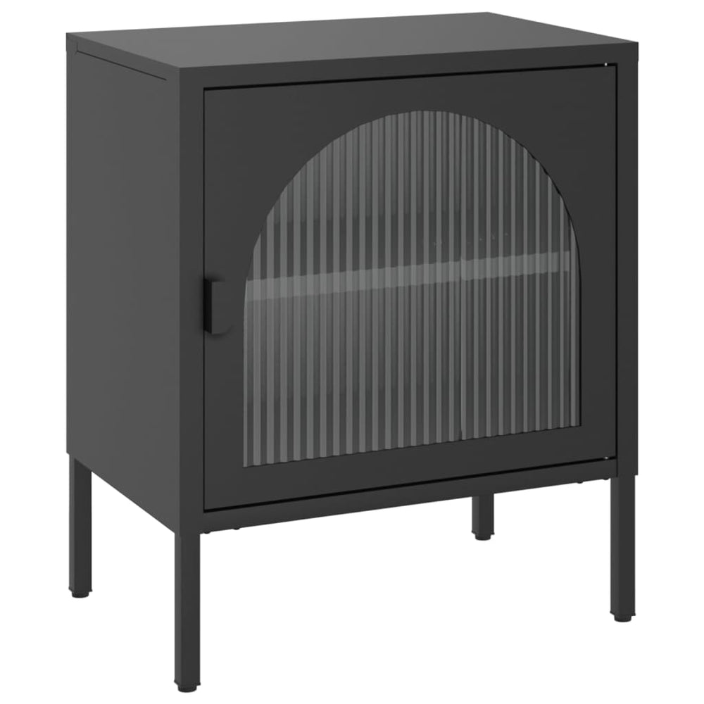 vidaXL Bedside Table Black 50x35x60 cm Glass and Steel