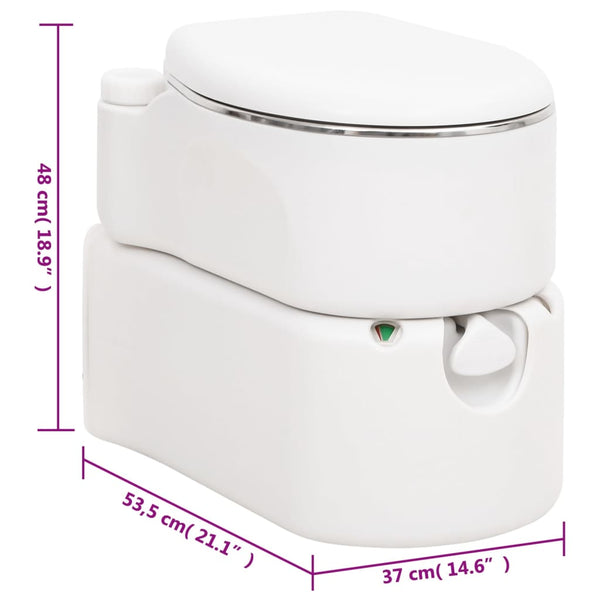 vidaXL Camping Built-In Toilet White 24+17 L HDPE & Steel