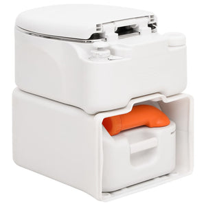 vidaXL Camping Built-In Toilet White 24+17 L HDPE & Steel