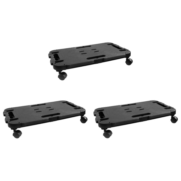 vidaXL Dolly 3 pcs Black Polypropylene 200 kg