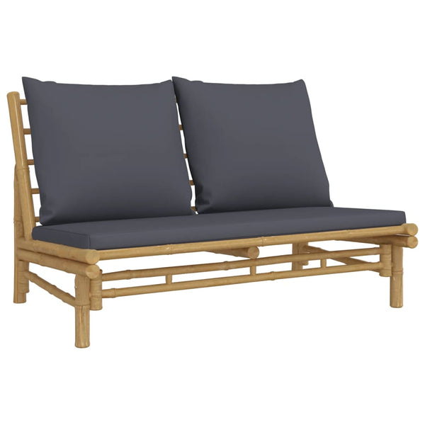 vidaXL 4-Piece Garden Lounge Set with Dark Grey Cushions Bamboo