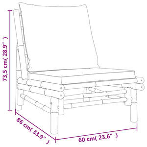 vidaXL 4-Piece Garden Lounge Set with Dark Grey Cushions Bamboo