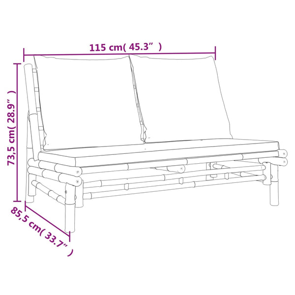 vidaXL 4-Piece Garden Lounge Set with Cream White Cushions Bamboo