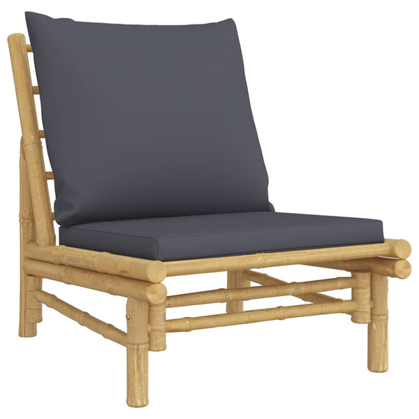 vidaXL 5-piece Garden Lounge Set with Dark Grey Cushions Bamboo