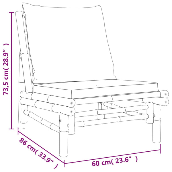vidaXL 5-piece Garden Lounge Set with Dark Grey Cushions Bamboo