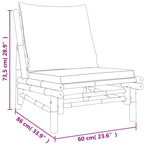 vidaXL 3-Piece Garden Lounge Set with Dark Grey Cushions Bamboo