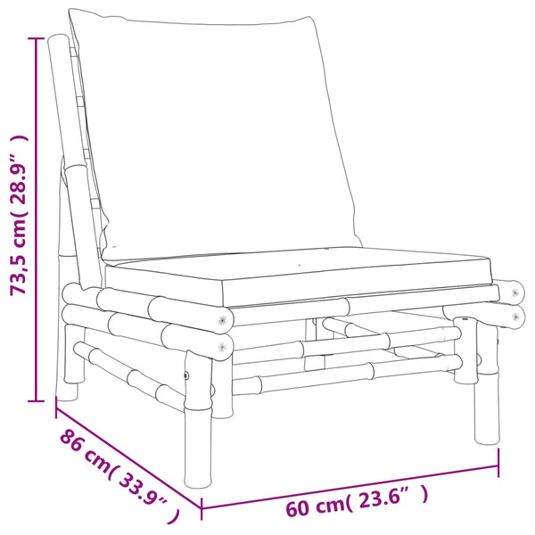 vidaXL 3-Piece Garden Lounge Set with Dark Grey Cushions Bamboo