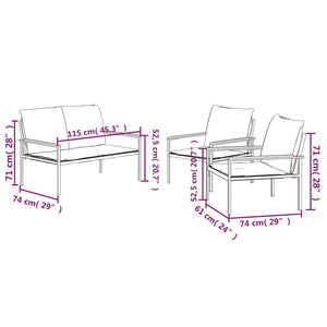 3-tlg. Garten-Lounge-Set mit Kissen Anthrazit Stahl