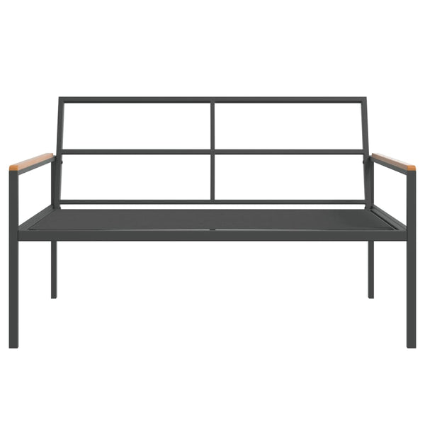3-tlg. Garten-Lounge-Set mit Kissen Anthrazit Stahl