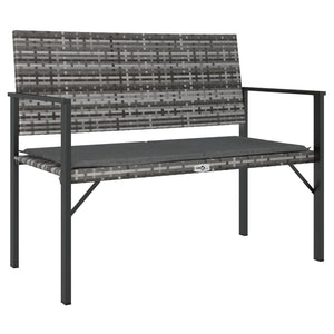 vidaXL 2-Seater Garden Bench with Cushions Grey Poly Rattan