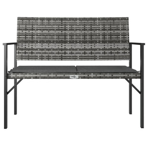 vidaXL 2-Seater Garden Bench with Cushions Grey Poly Rattan