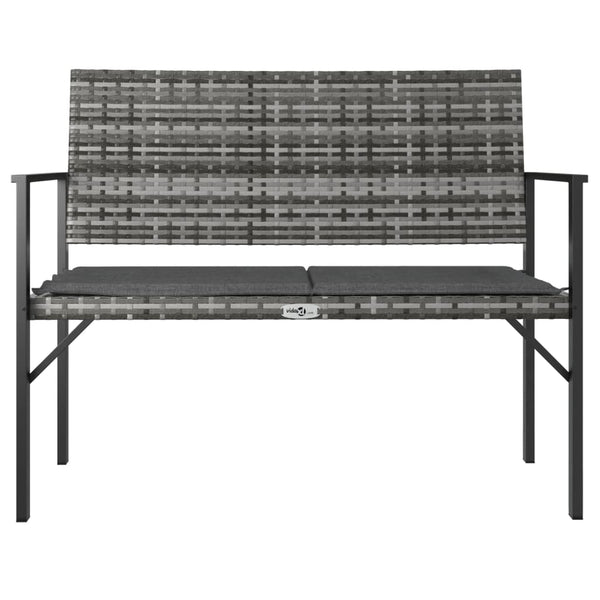 vidaXL 2-Seater Garden Bench with Cushions Grey Poly Rattan