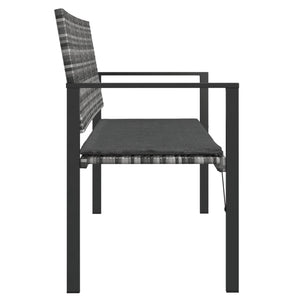 vidaXL 2-Seater Garden Bench with Cushions Grey Poly Rattan