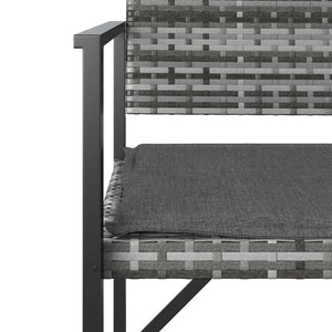 vidaXL 2-Seater Garden Bench with Cushions Grey Poly Rattan