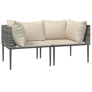 vidaXL 3-Piece Garden Lounge Set with Cushions Grey Poly Rattan