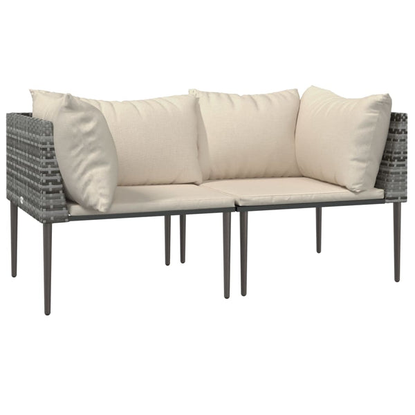 vidaXL 3-Piece Garden Lounge Set with Cushions Grey Poly Rattan