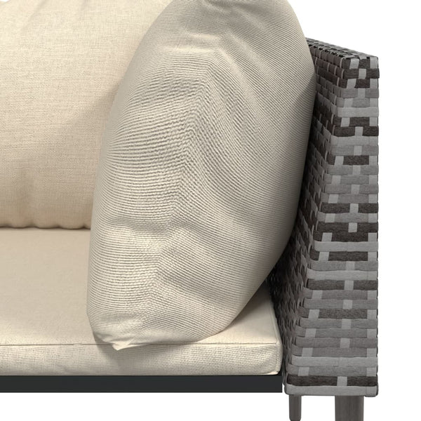 vidaXL 3-Piece Garden Lounge Set with Cushions Grey Poly Rattan