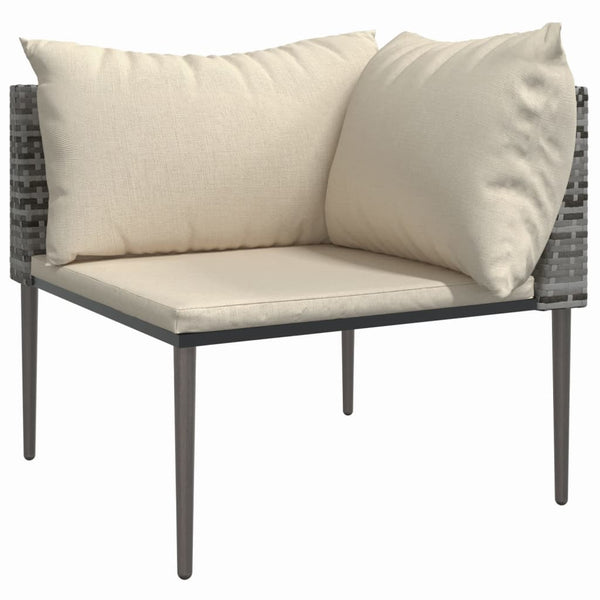vidaXL 3-Piece Garden Lounge Set with Cushions Grey Poly Rattan