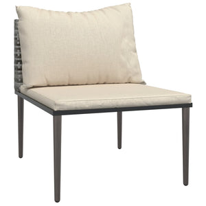 vidaXL 3-Piece Garden Lounge Set with Cushions Grey Poly Rattan