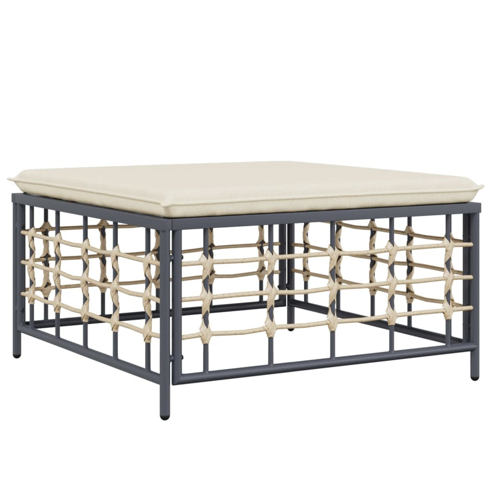 vidaXL Garden Stool with Beige Cushion Poly Rattan