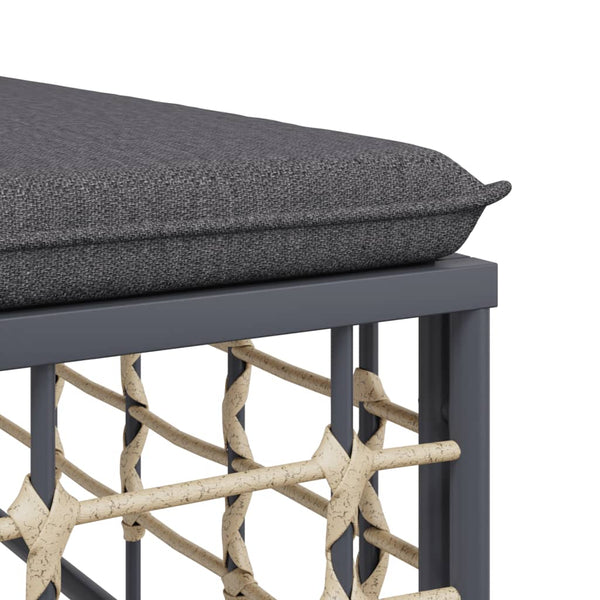 vidaXL Garden Stool with Dark Grey Cushion Poly Rattan