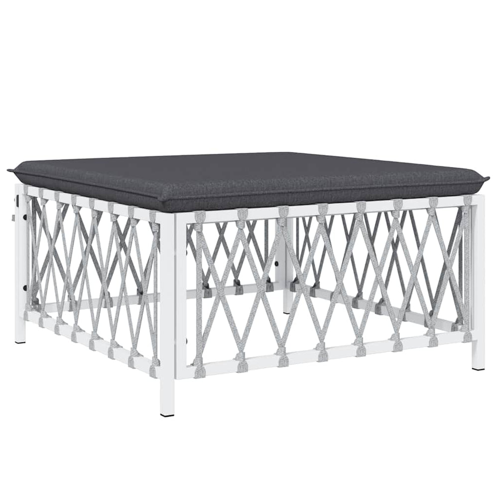 vidaXL Garden Stool with Cushion White Fabric