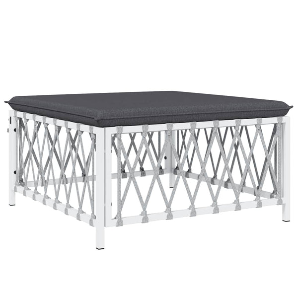 vidaXL Garden Stool with Cushion White Fabric