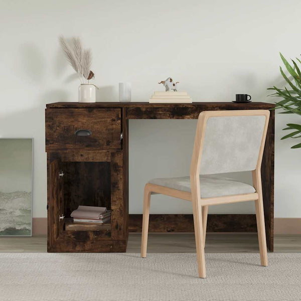 vidaXL Desk with Drawer Smoked Oak 115x50x75cm